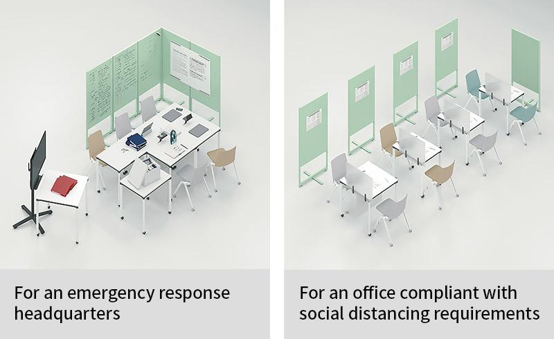 For an emergency response headquarters/For an office compliant with social distancing requirements